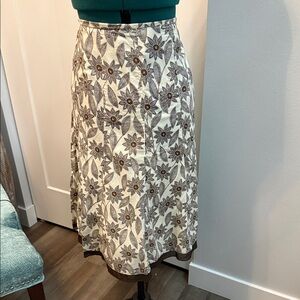 Style & Co. Cream and Brown Floral A-Line Skirt